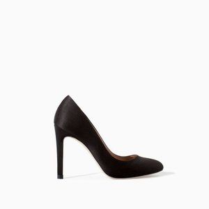 ZARA BASIC COLLECTION BLACK SATIN PUMPS
